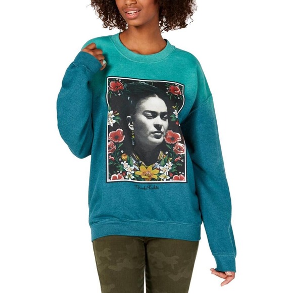 True Vintage Sweatshirt Frida Metallic Graphic Women Green Sz XS NEW NWT 297 - Picture 1 of 2